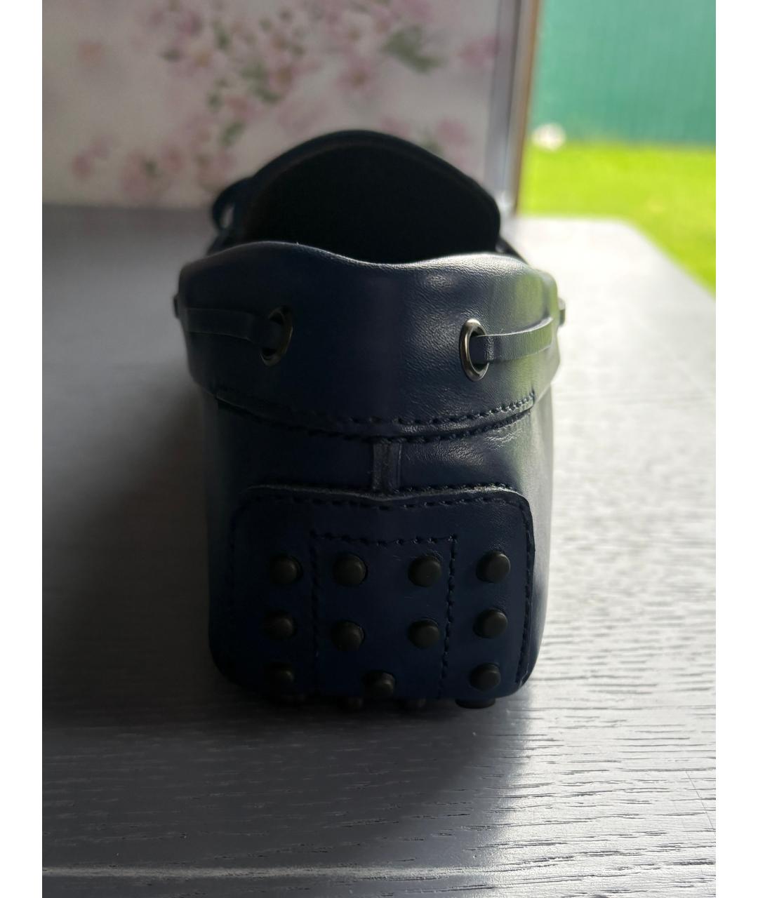 TOD'S Синие кожаные мокасины, фото 4