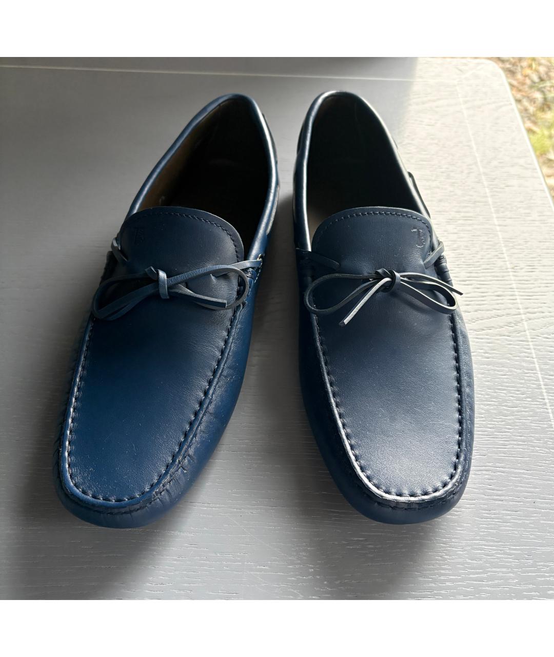 TOD'S Синие кожаные мокасины, фото 2