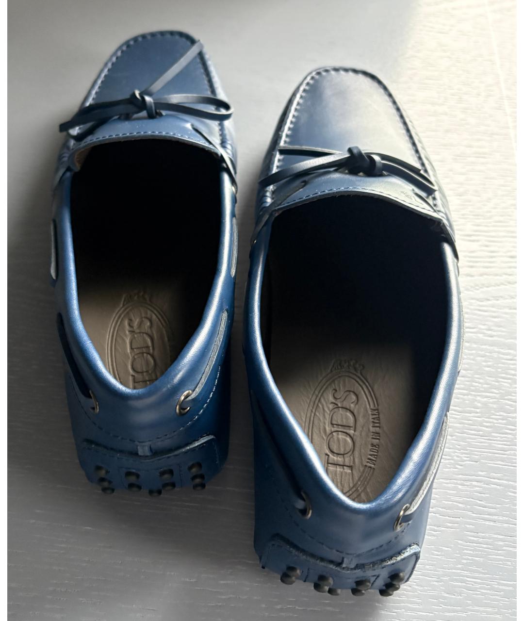 TOD'S Синие кожаные мокасины, фото 3