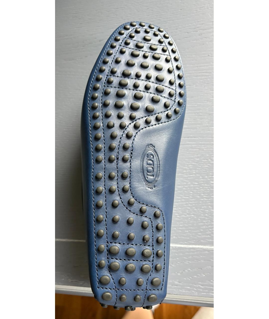 TOD'S Синие кожаные мокасины, фото 5