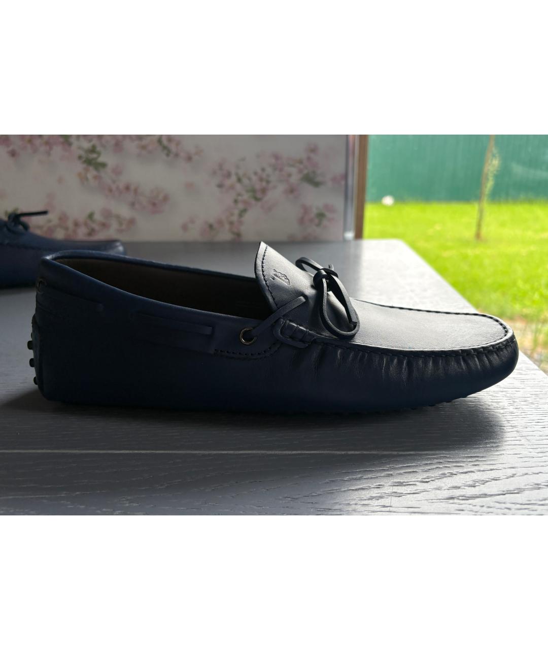 TOD'S Синие кожаные мокасины, фото 6