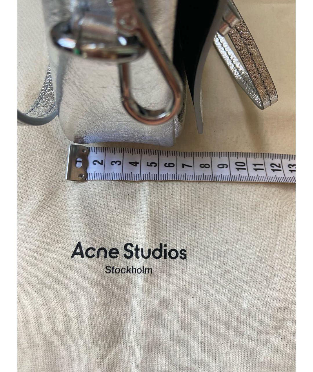 ACNE STUDIOS Серебряная кожаная сумка через плечо, фото 4