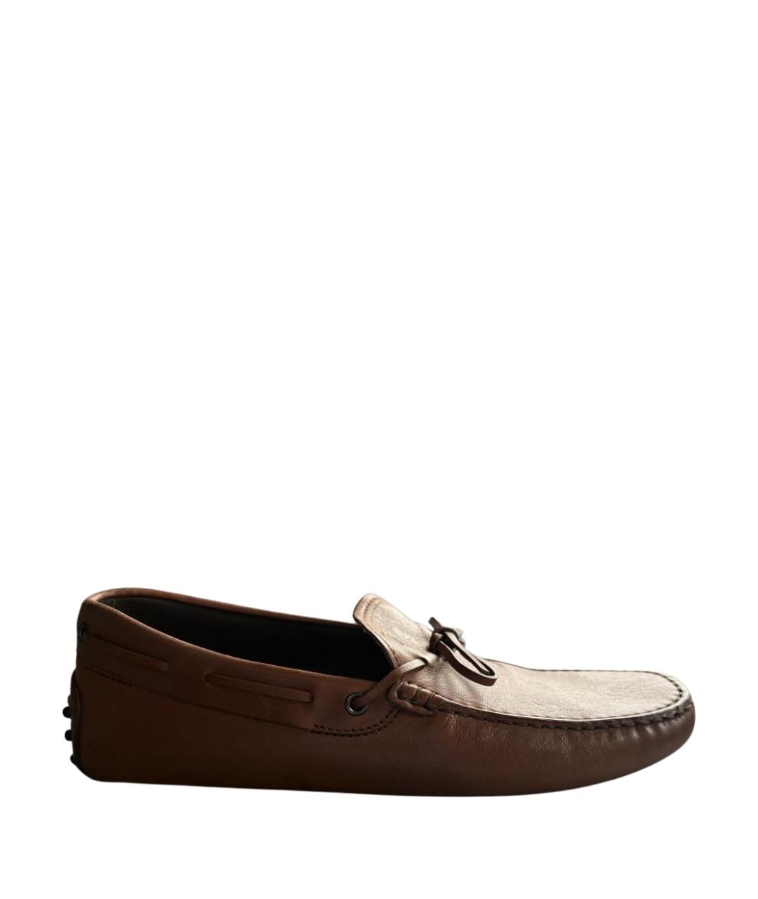 TOD'S Коричневые кожаные мокасины, фото 1