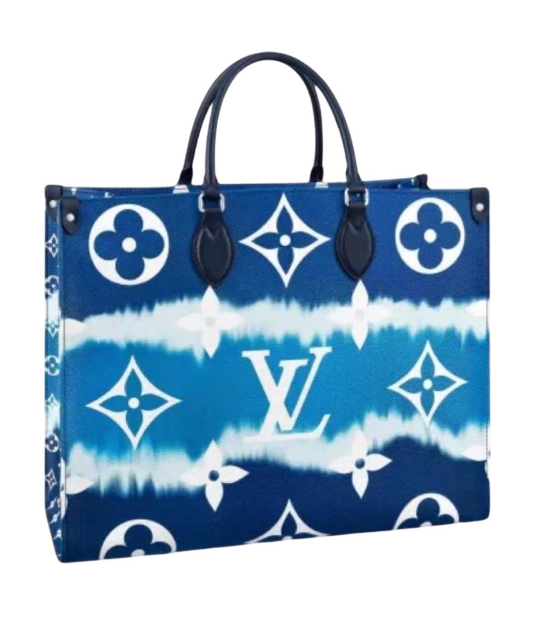LOUIS VUITTON Голубая кожаная сумка тоут, фото 1