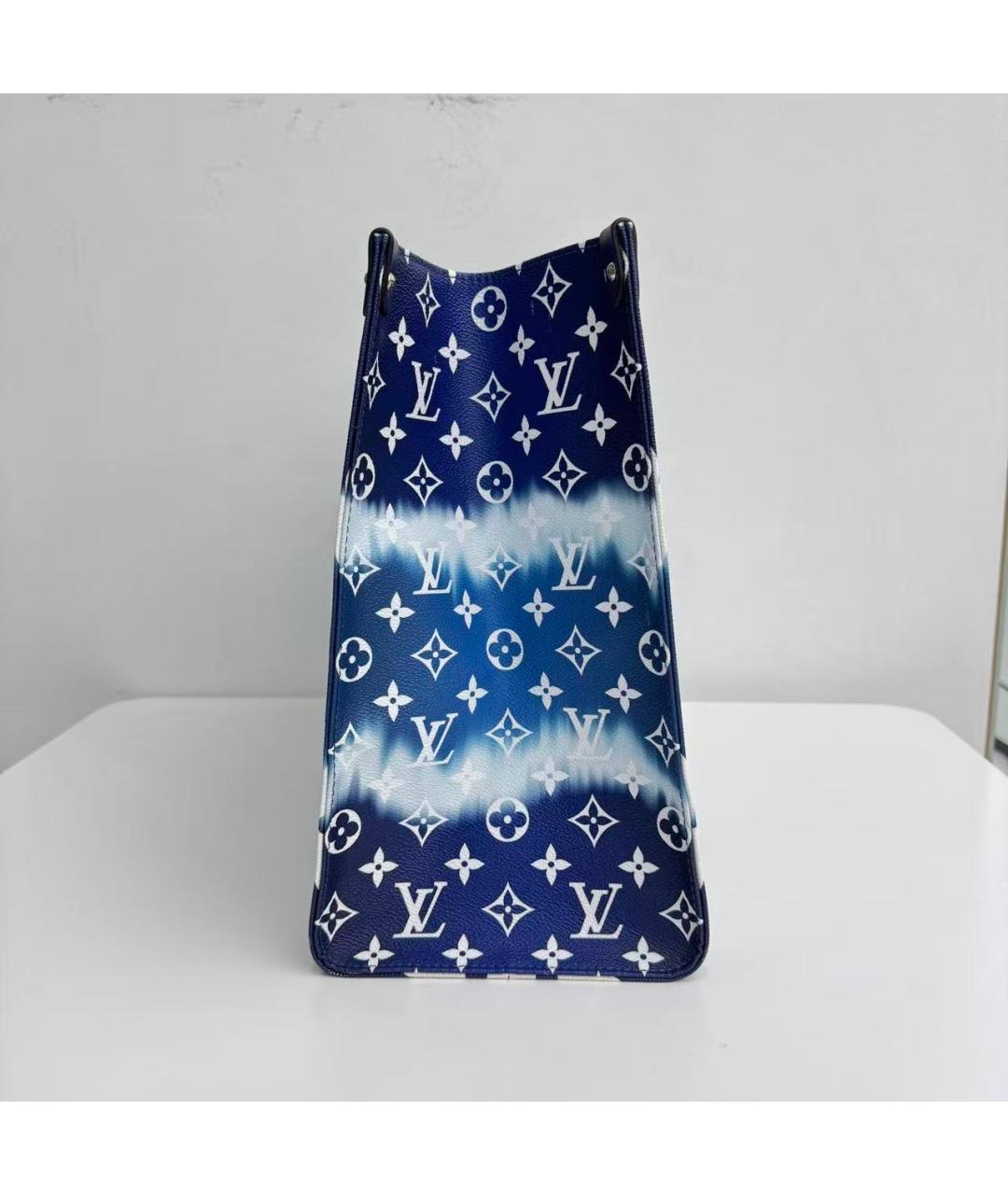 LOUIS VUITTON Голубая кожаная сумка тоут, фото 3