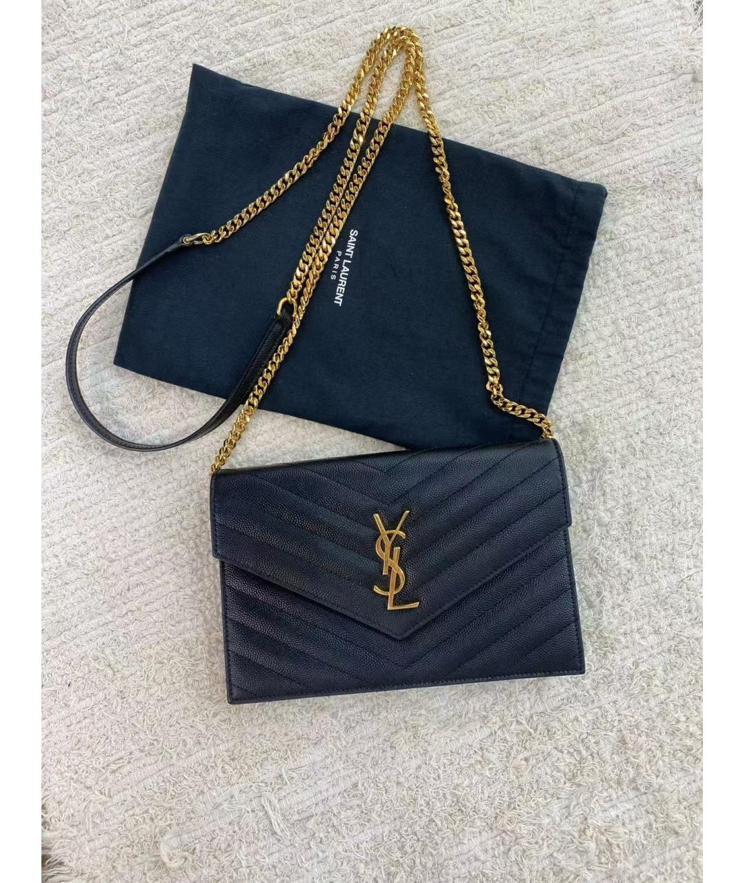 SAINT LAURENT Черная кожаная сумка через плечо, фото 2