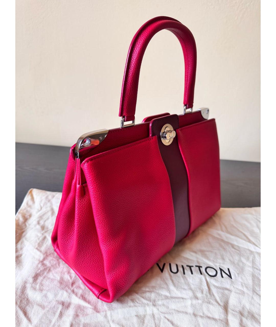 LOUIS VUITTON Бордовая кожаная сумка с короткими ручками, фото 2