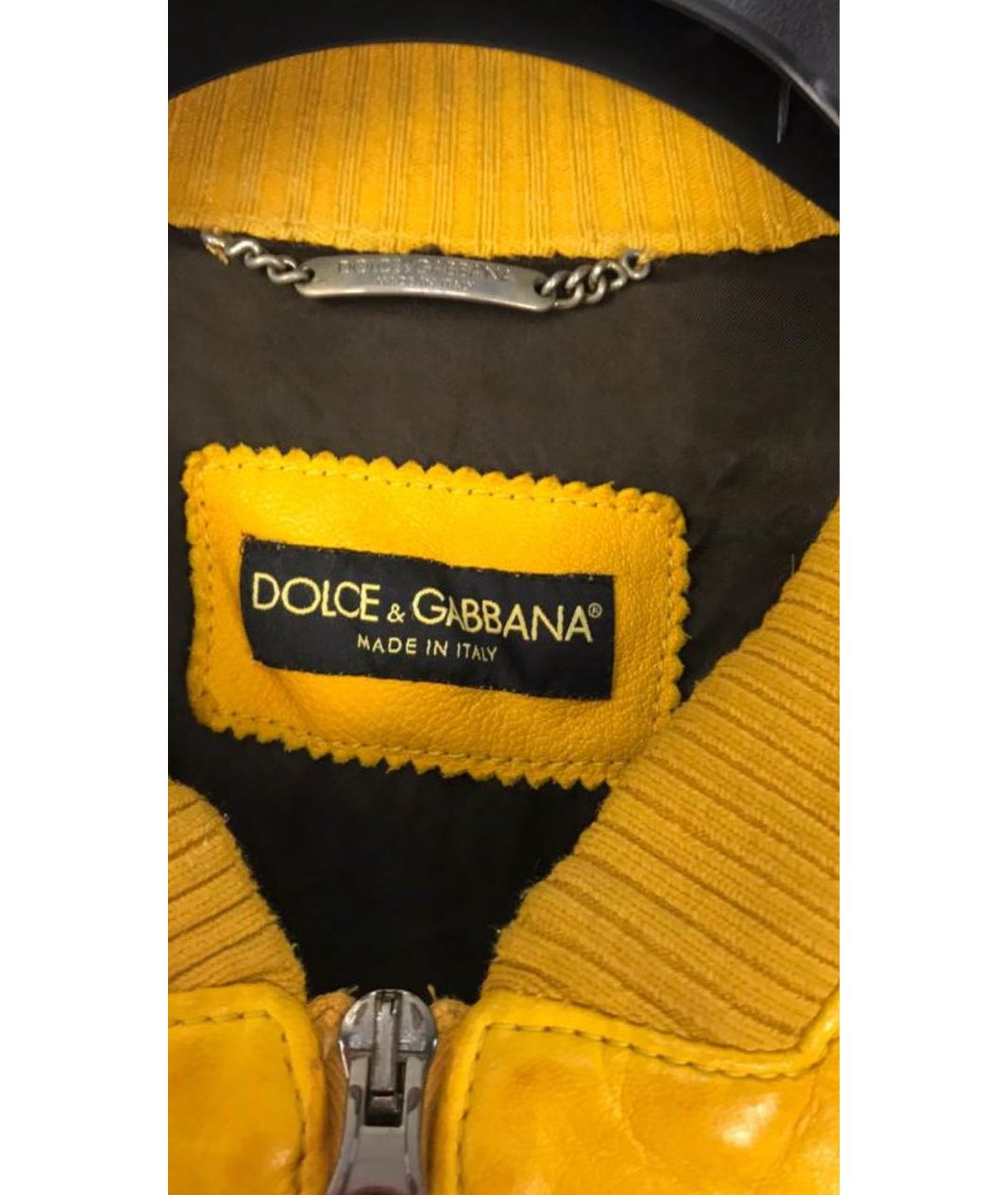 DOLCE&GABBANA Желтая кожаная куртка, фото 4