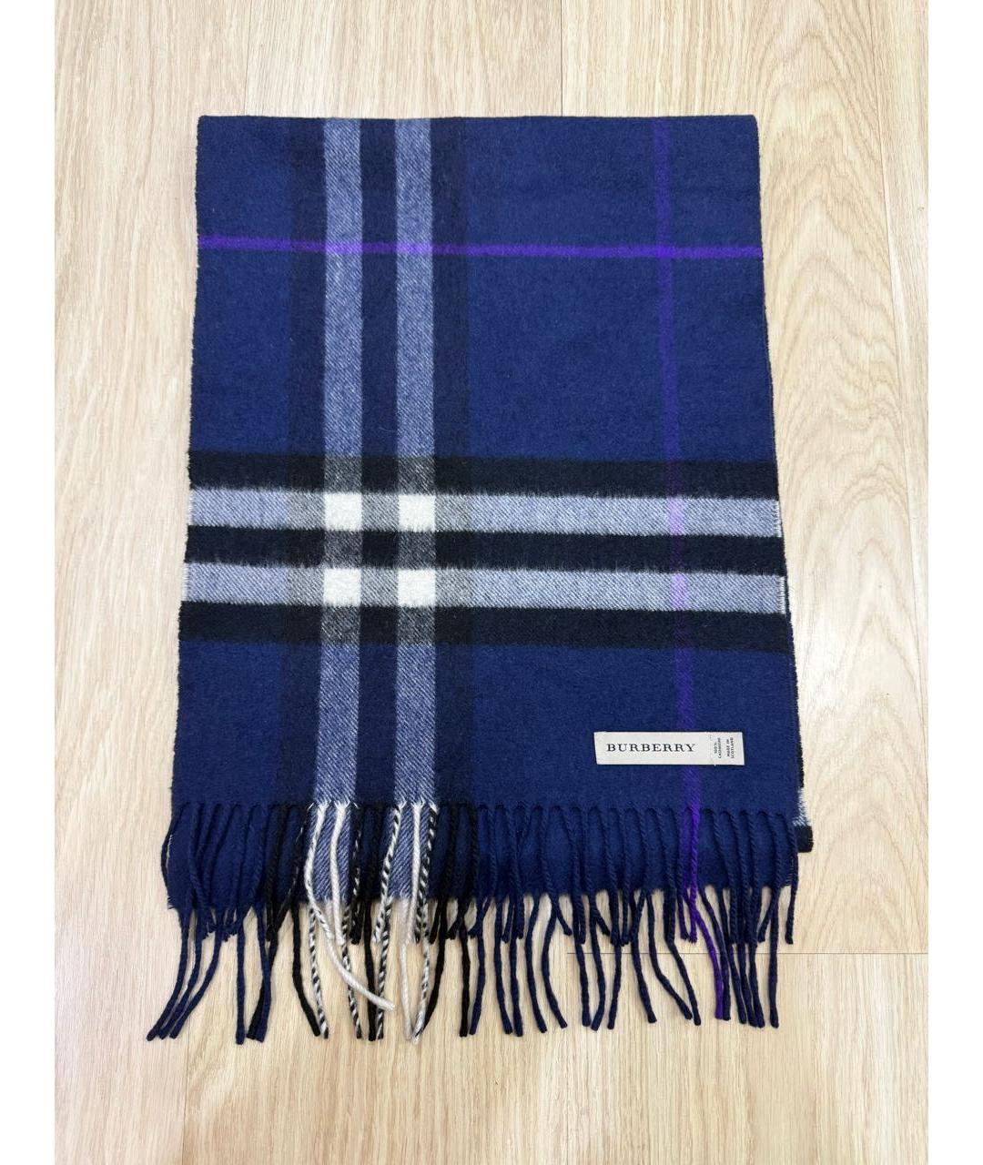 BURBERRY Темно-синий кашемировый шарф, фото 6