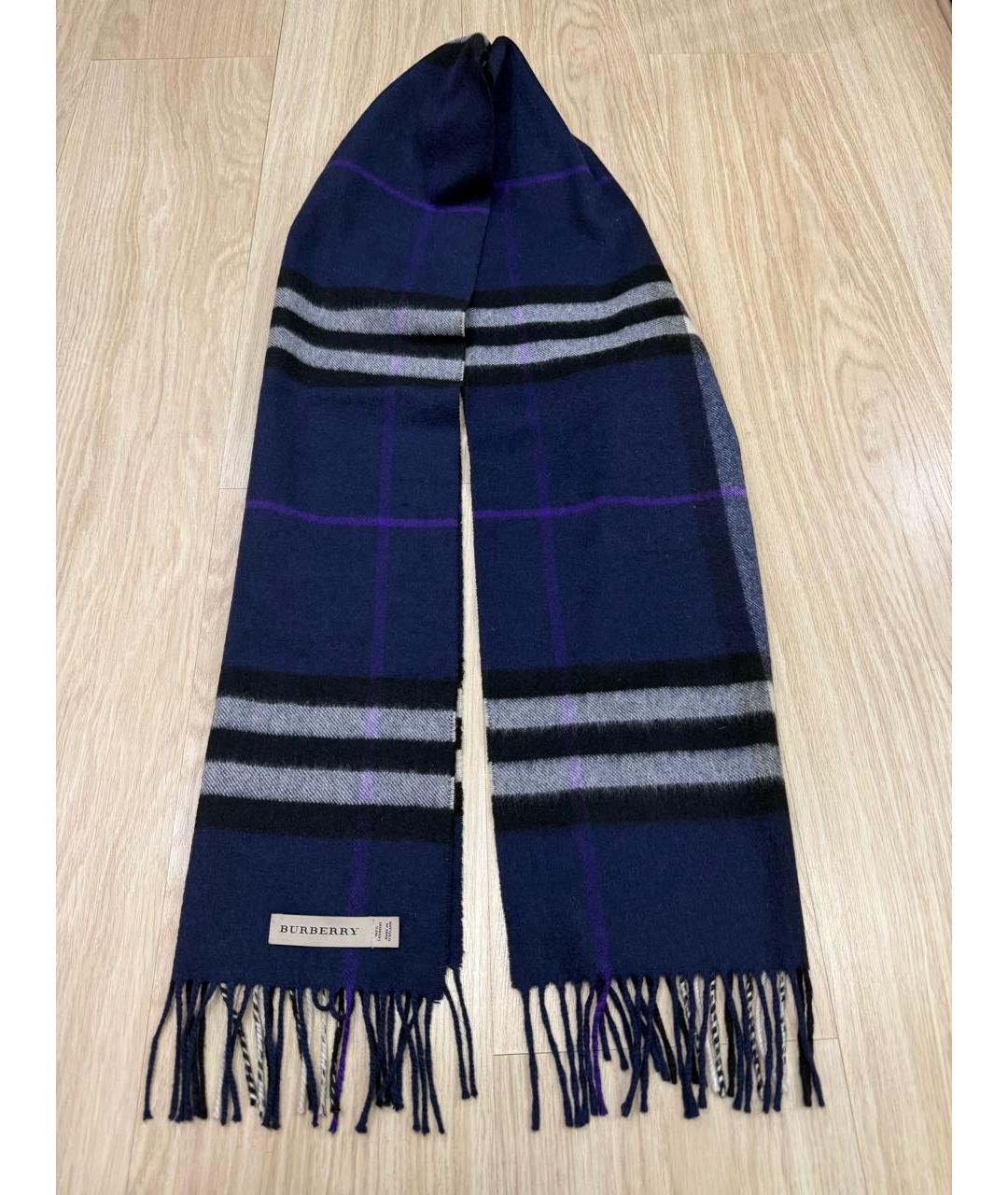 BURBERRY Темно-синий кашемировый шарф, фото 5