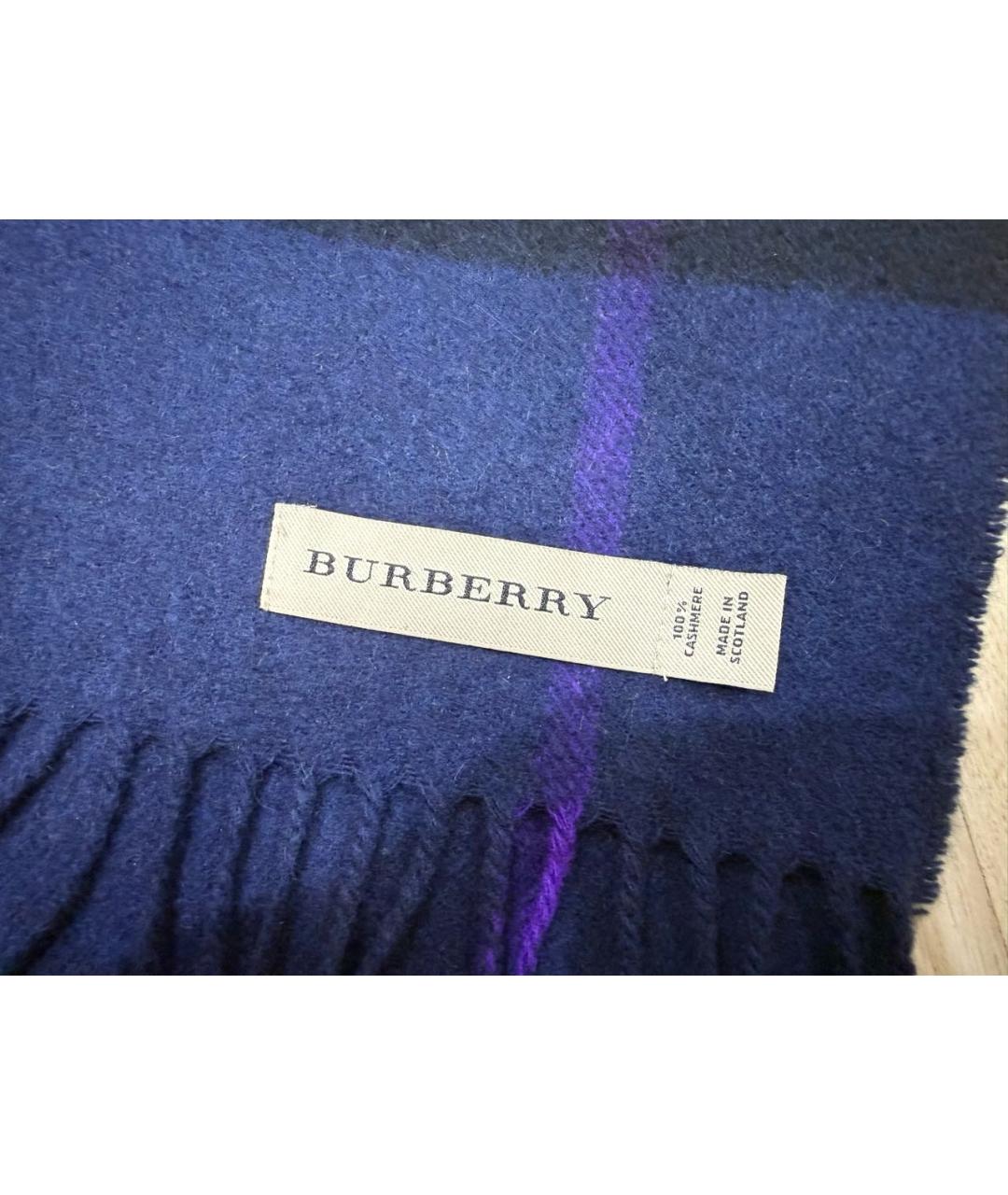 BURBERRY Темно-синий кашемировый шарф, фото 3