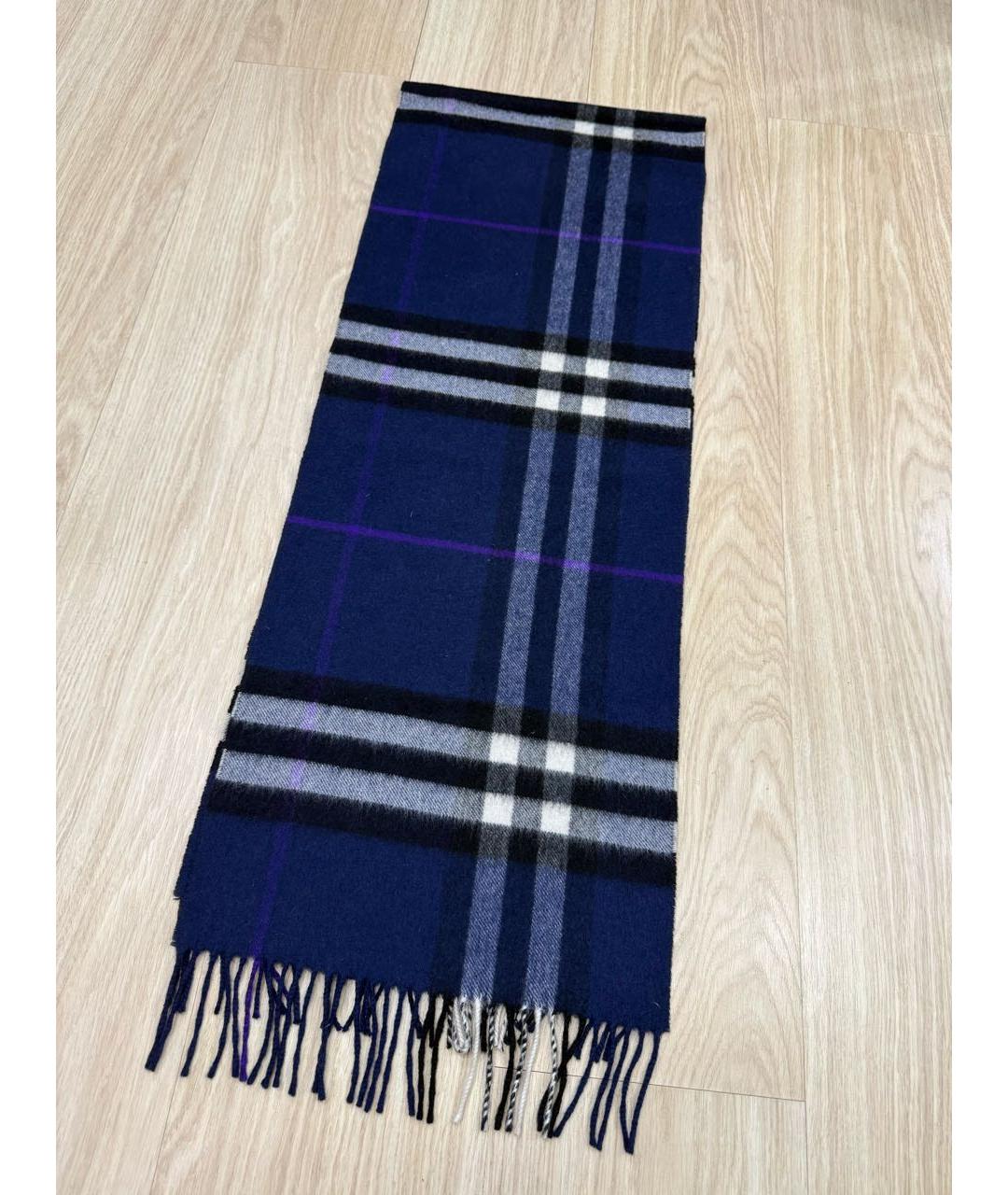 BURBERRY Темно-синий кашемировый шарф, фото 2