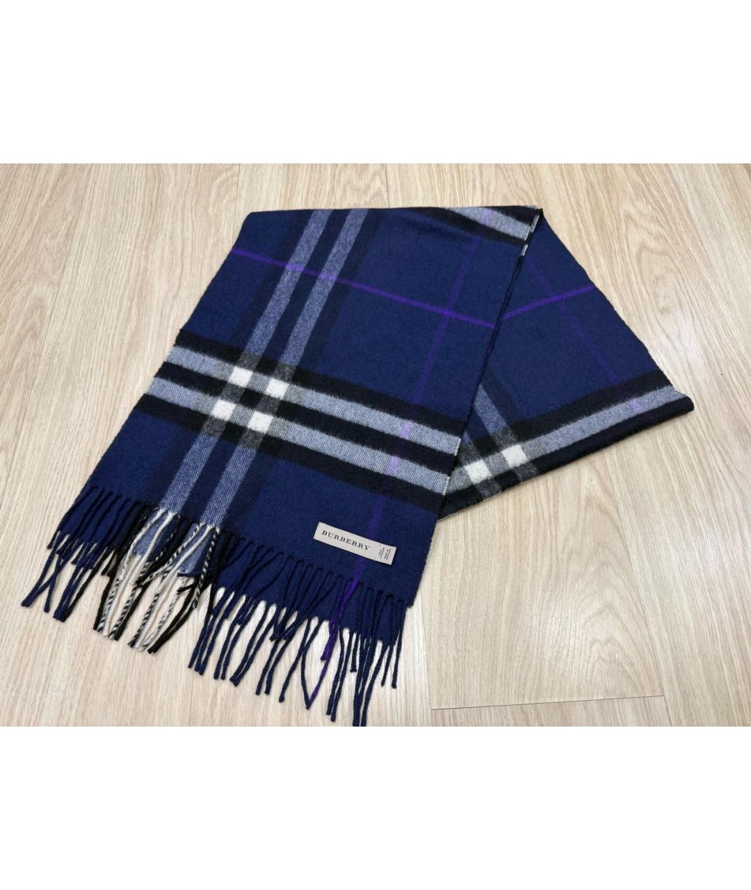 BURBERRY Темно-синий кашемировый шарф, фото 4
