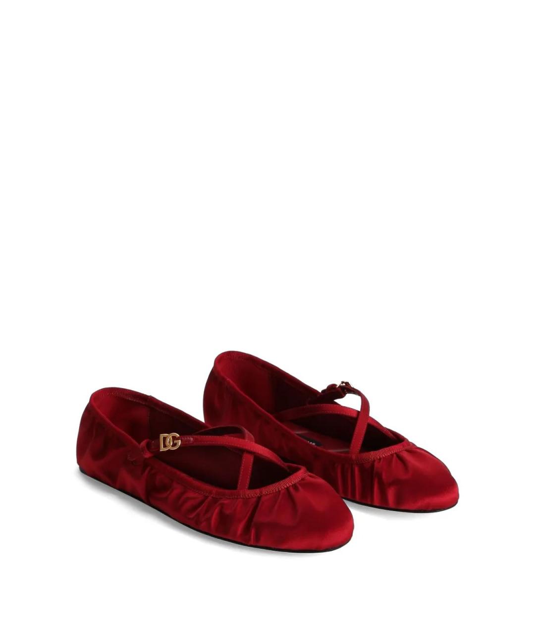 DOLCE&GABBANA Красные текстильные балетки, фото 3