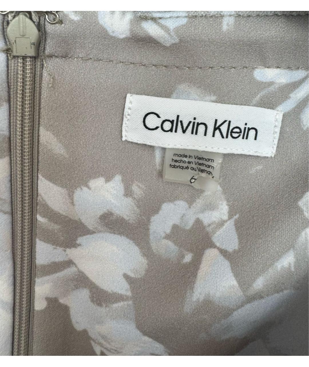 CALVIN KLEIN Бежевое полиэстеровое платье, фото 3