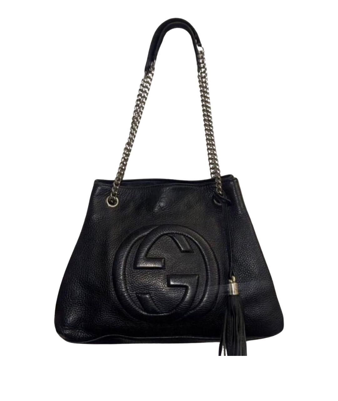 GUCCI Черная кожаная сумка тоут, фото 1