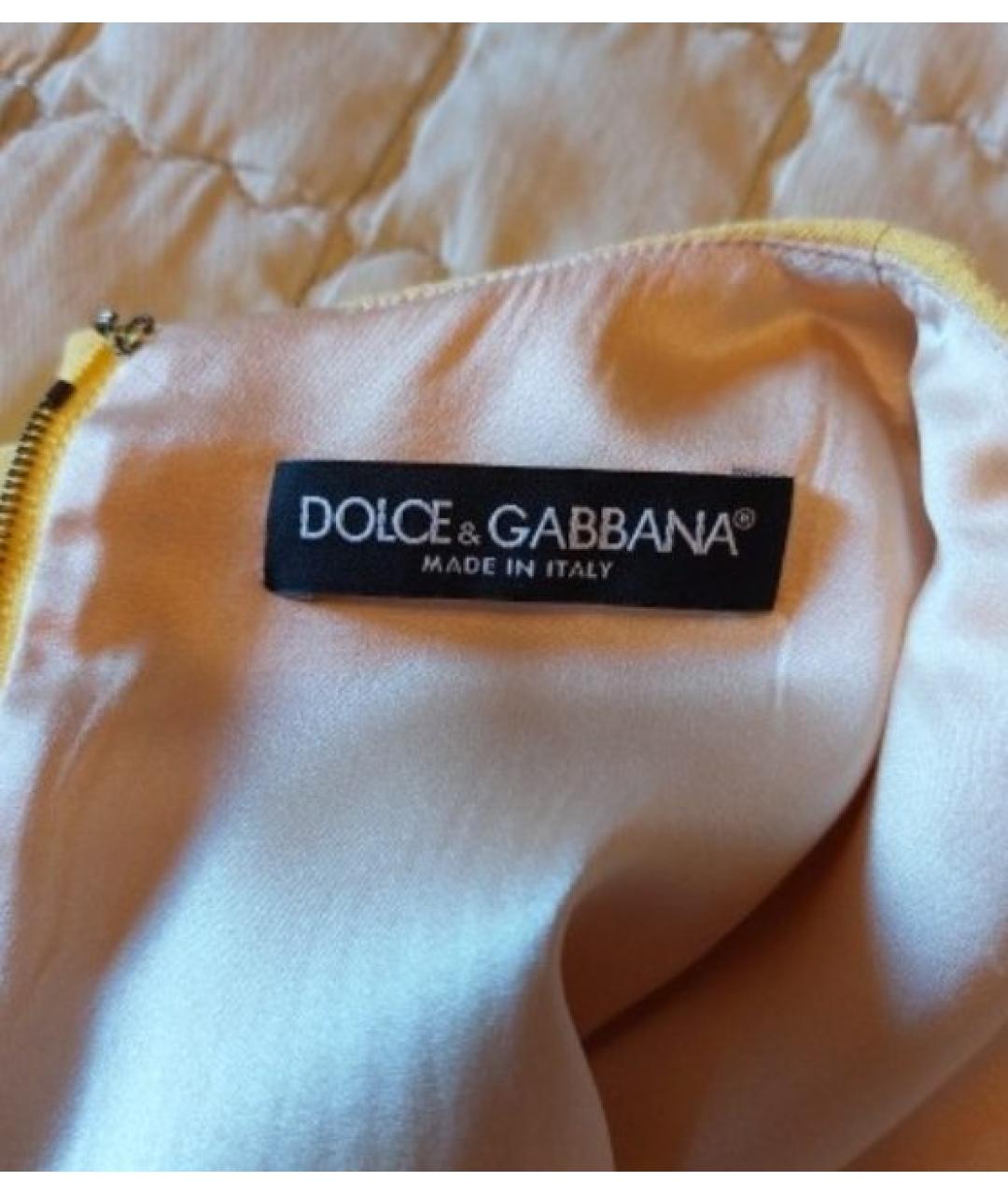 DOLCE&GABBANA Желтое шерстяное повседневное платье, фото 5