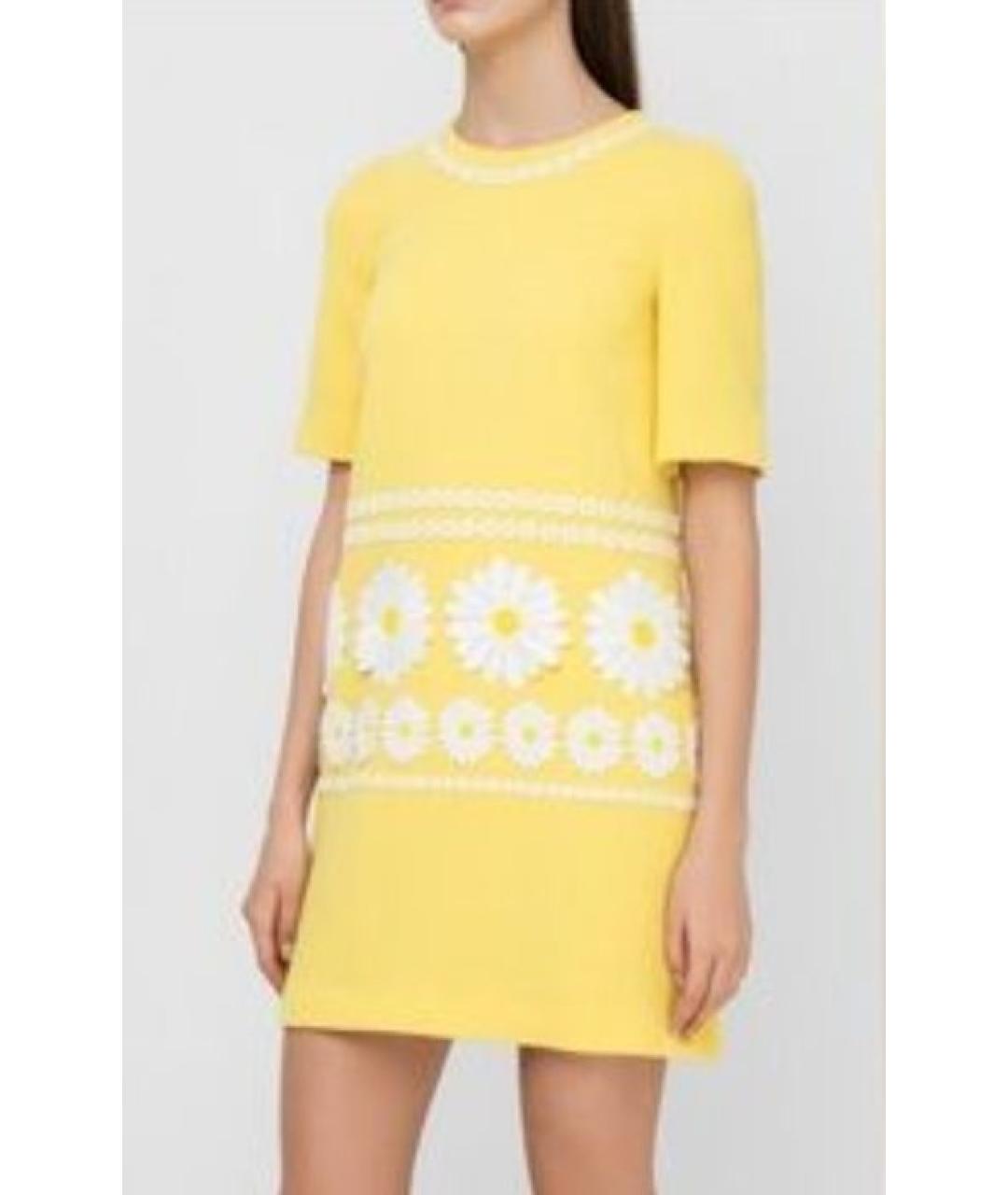 DOLCE&GABBANA Желтое шерстяное повседневное платье, фото 4
