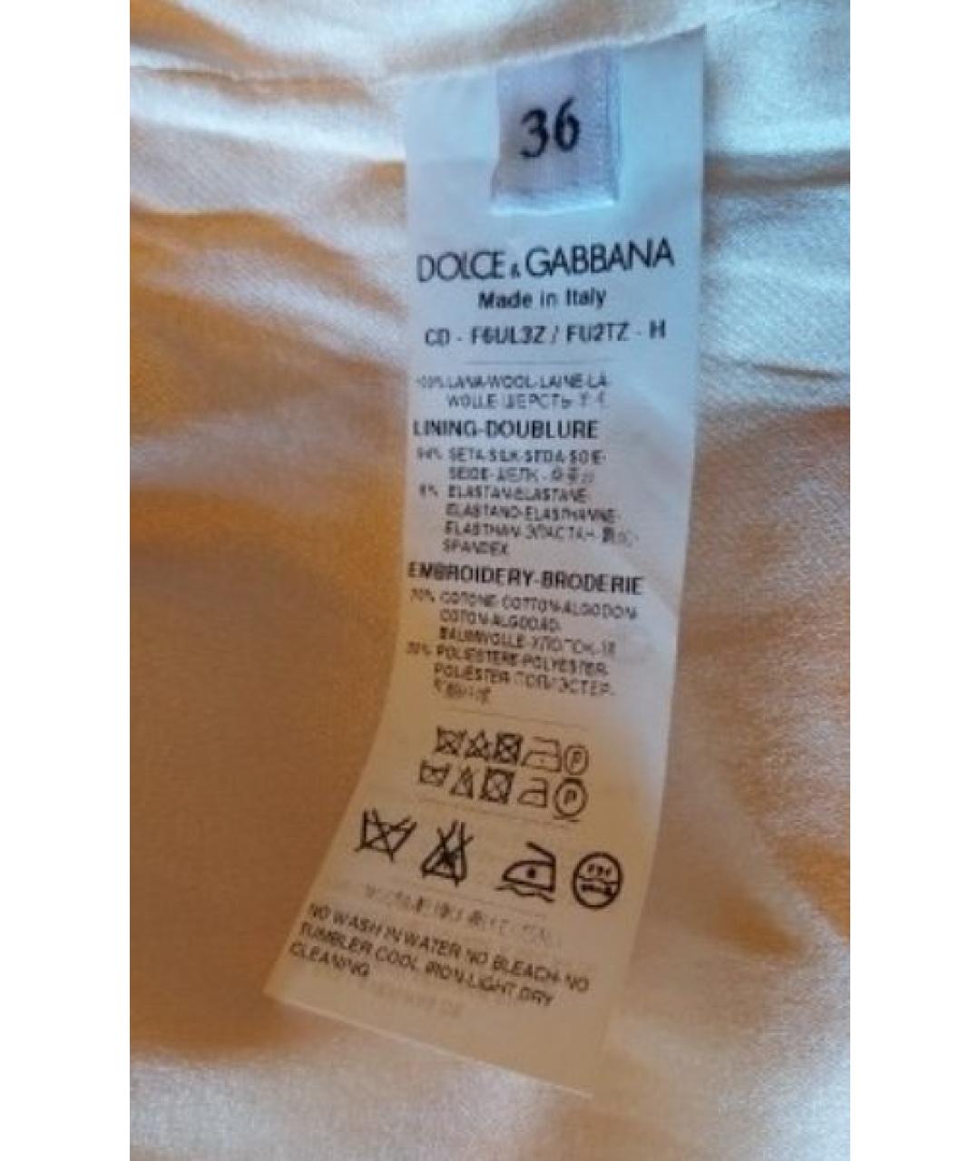 DOLCE&GABBANA Желтое шерстяное повседневное платье, фото 6