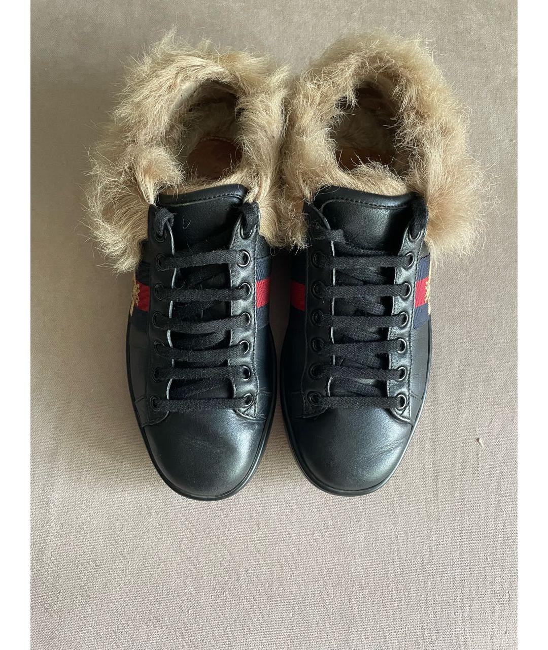 GUCCI Черные кожаные кеды, фото 2