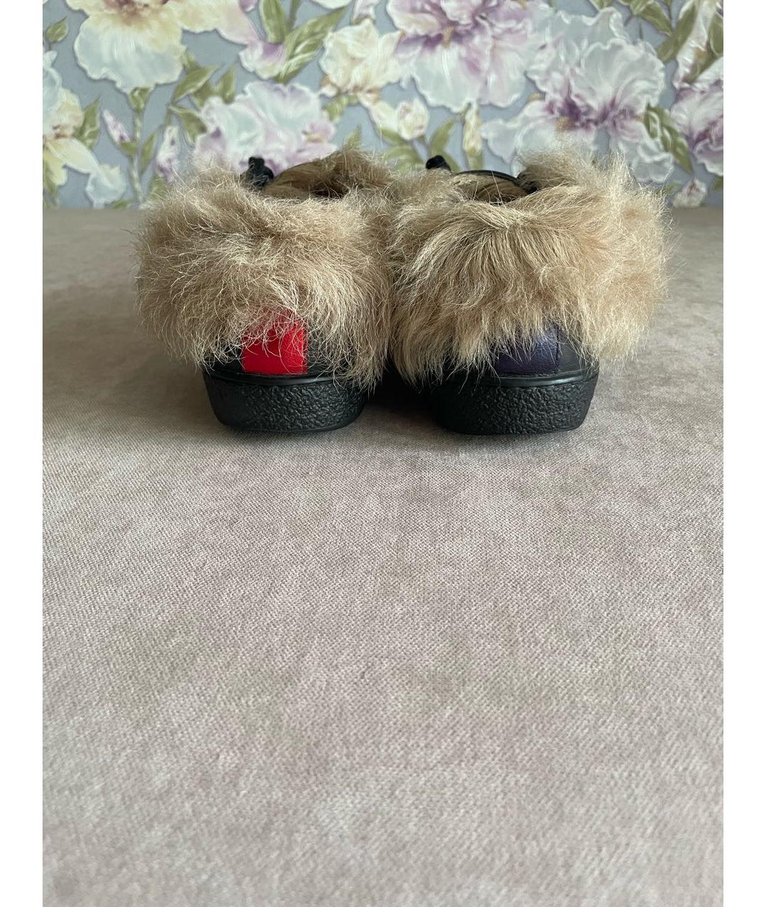 GUCCI Черные кожаные кеды, фото 4