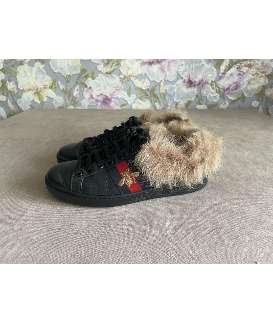 GUCCI Черные кожаные кеды, фото 8