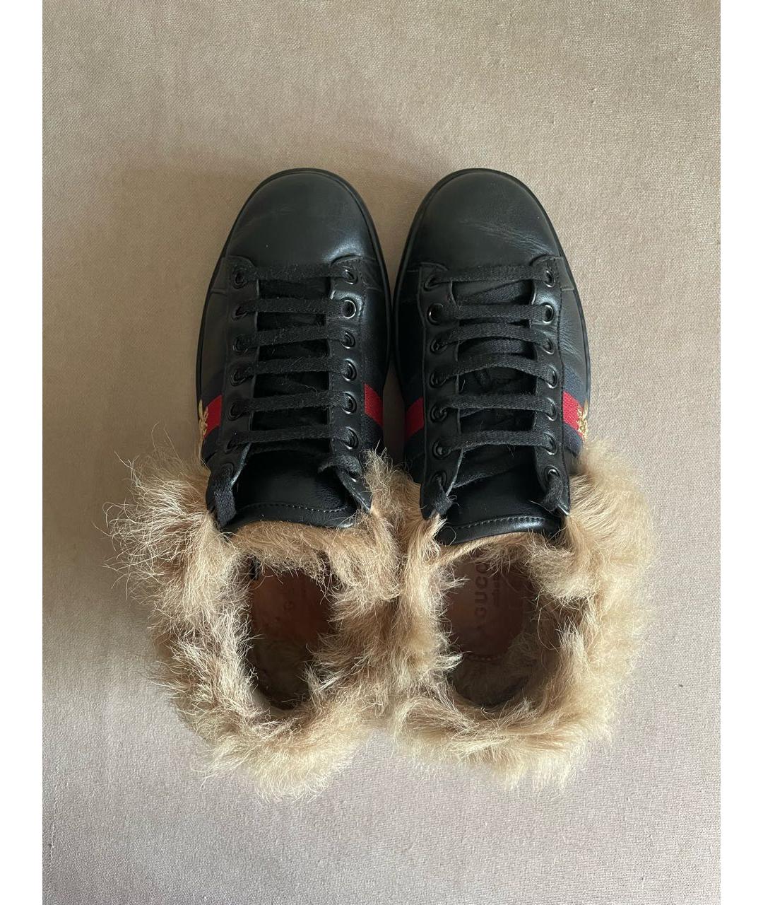 GUCCI Черные кожаные кеды, фото 3