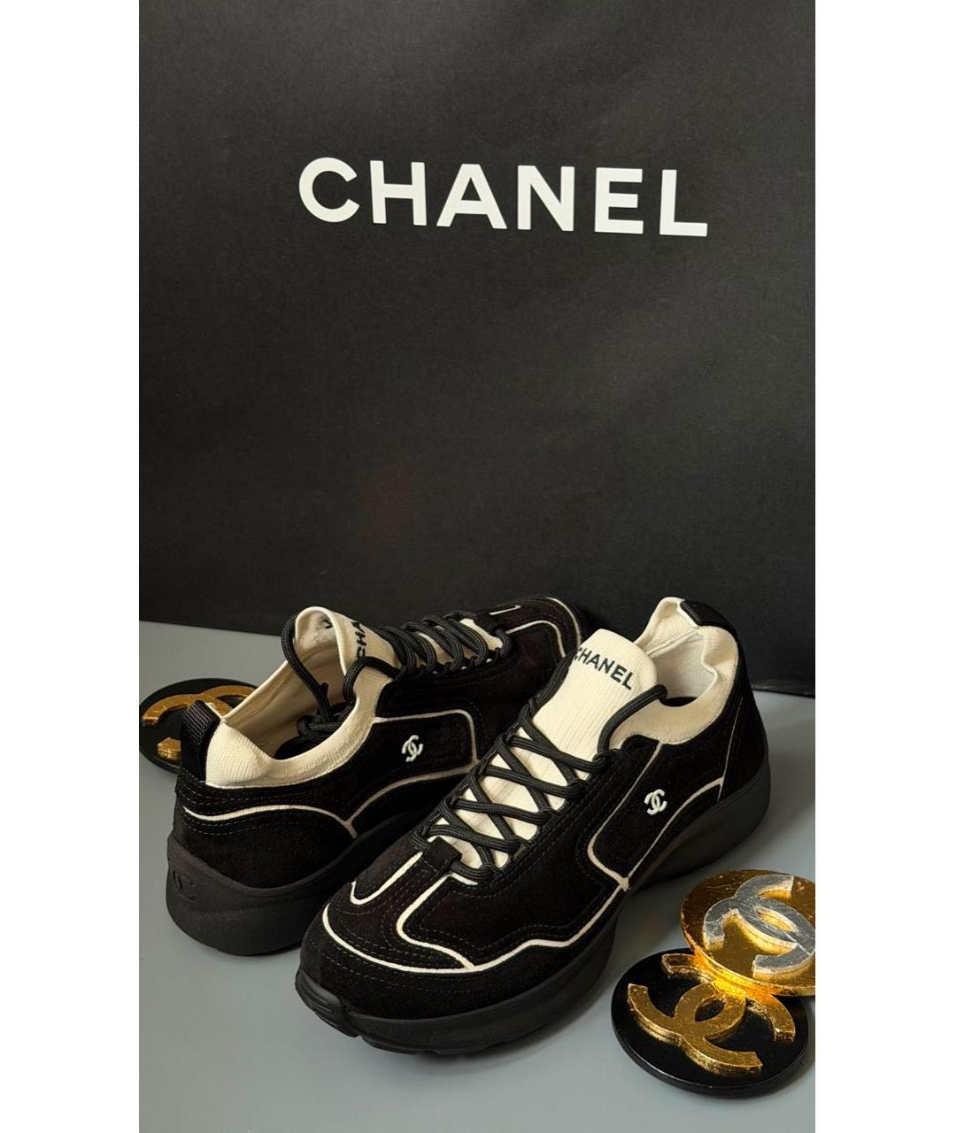 CHANEL Черные замшевые кроссовки, фото 2