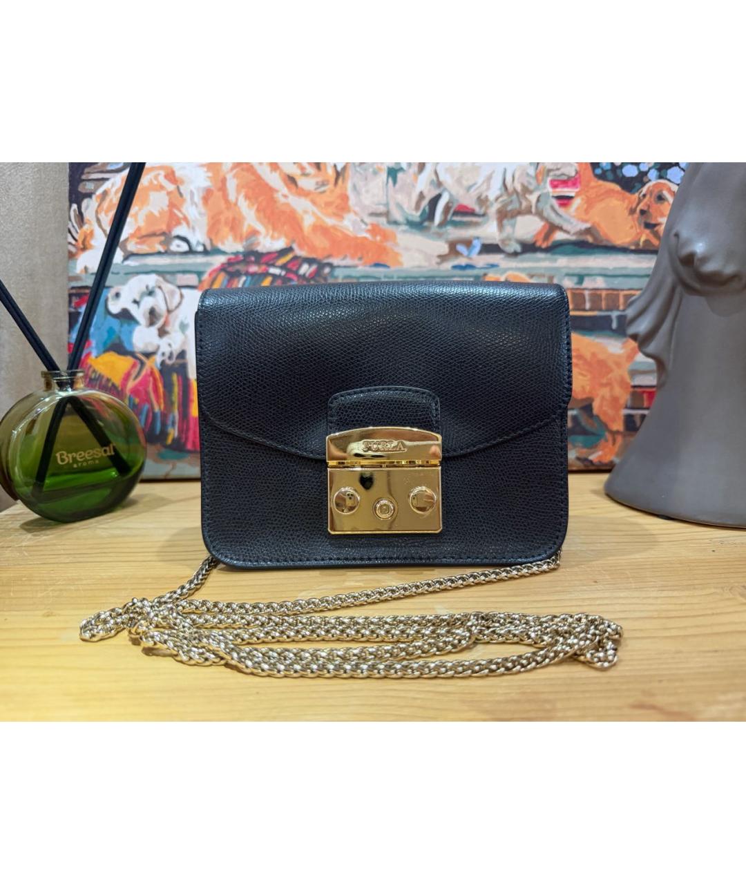 FURLA Черная кожаная сумка через плечо, фото 6