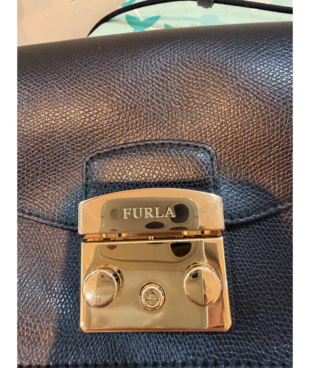FURLA Черная кожаная сумка через плечо, фото 5