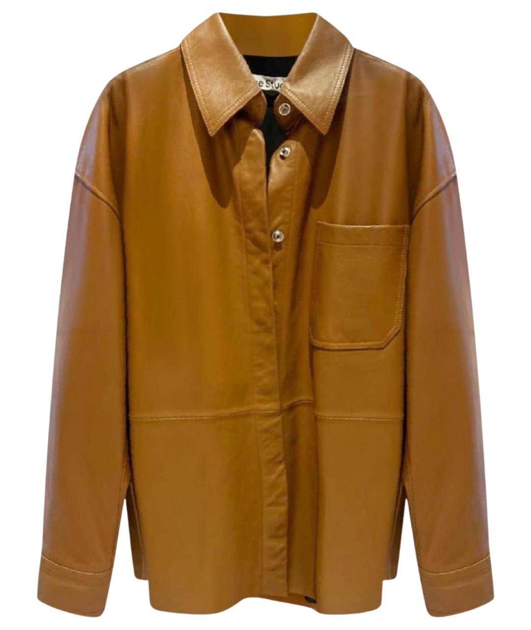 ACNE STUDIOS Коричневая кожаная рубашка, фото 1