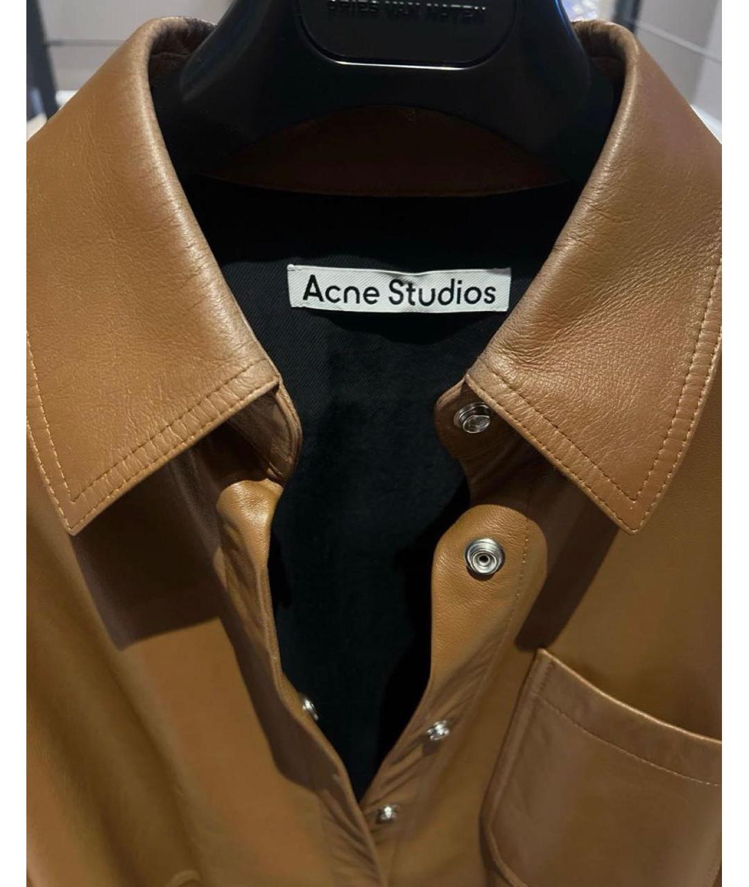 ACNE STUDIOS Коричневая кожаная рубашка, фото 7
