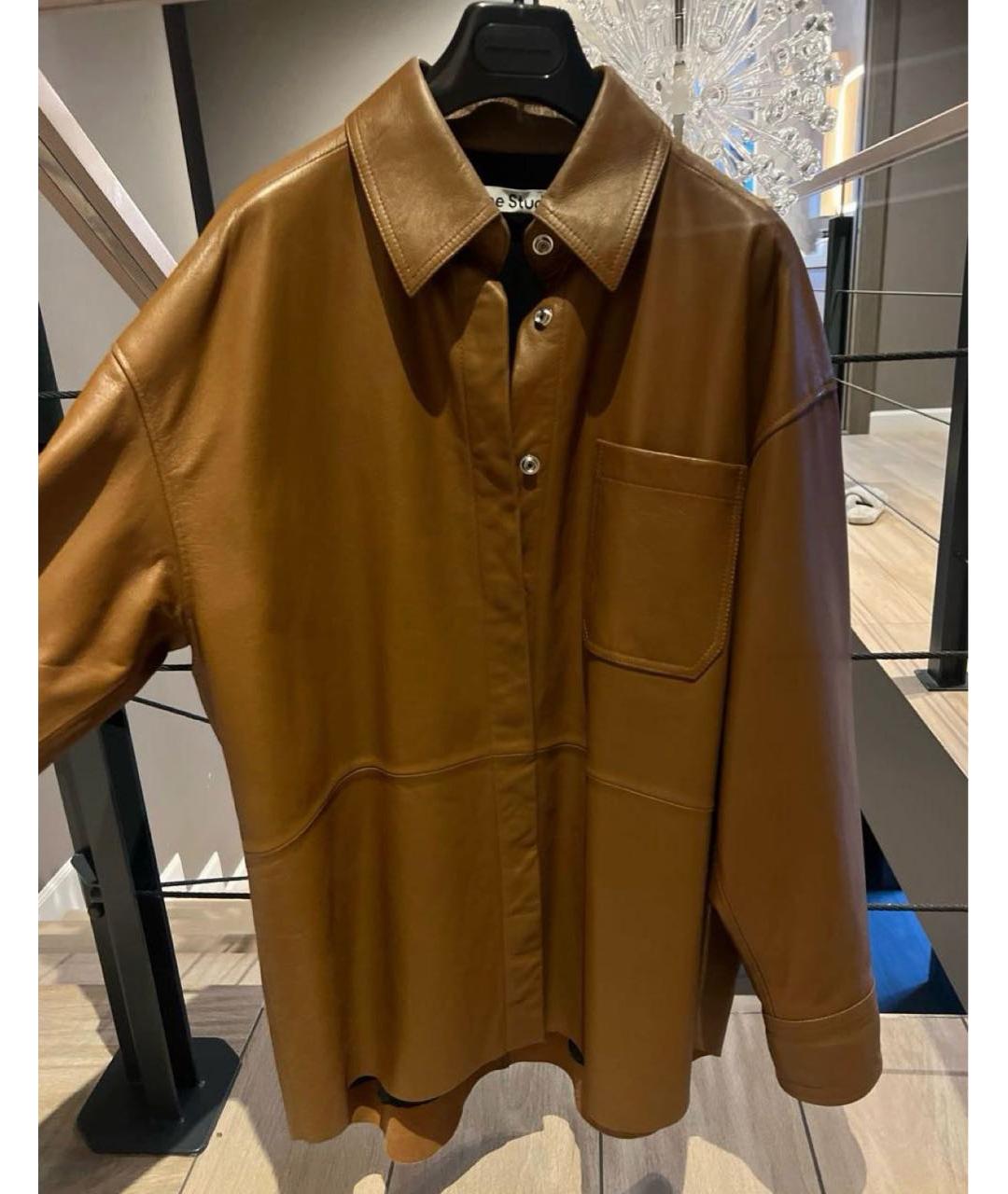 ACNE STUDIOS Коричневая кожаная рубашка, фото 3