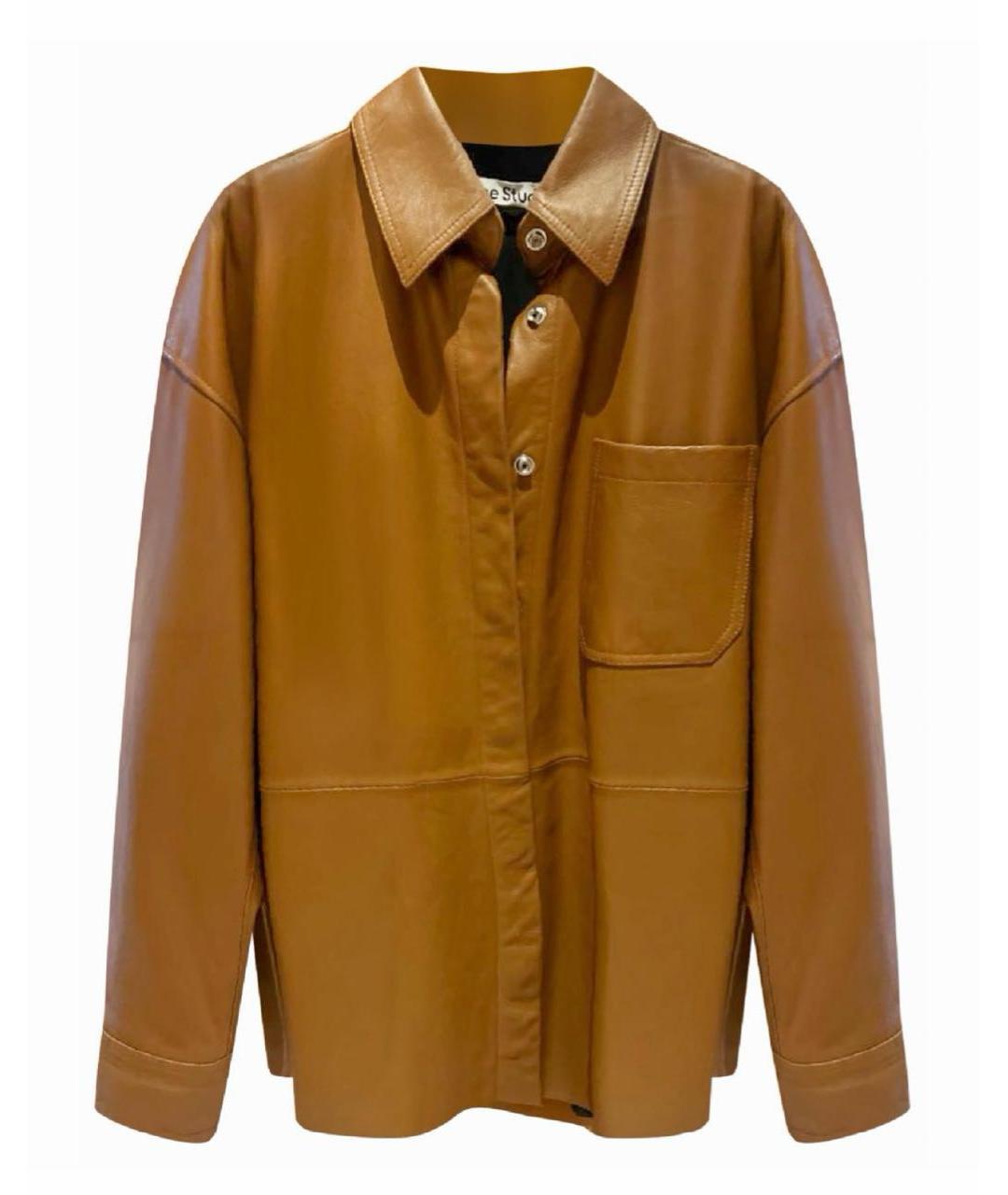 ACNE STUDIOS Коричневая кожаная рубашка, фото 8