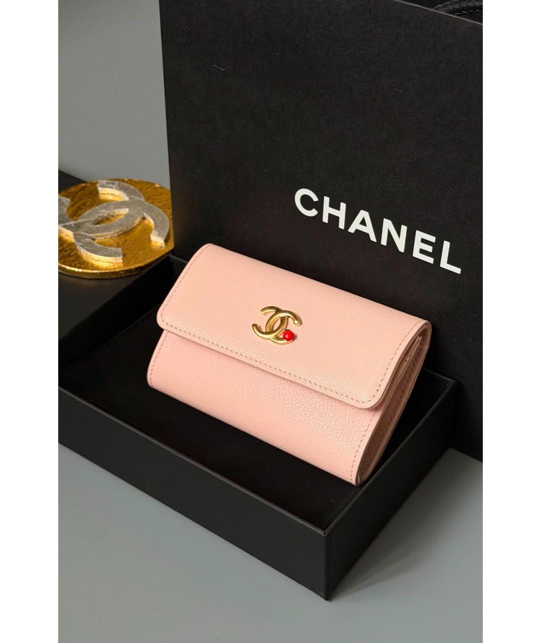 CHANEL Розовый кожаный кошелек, фото 2