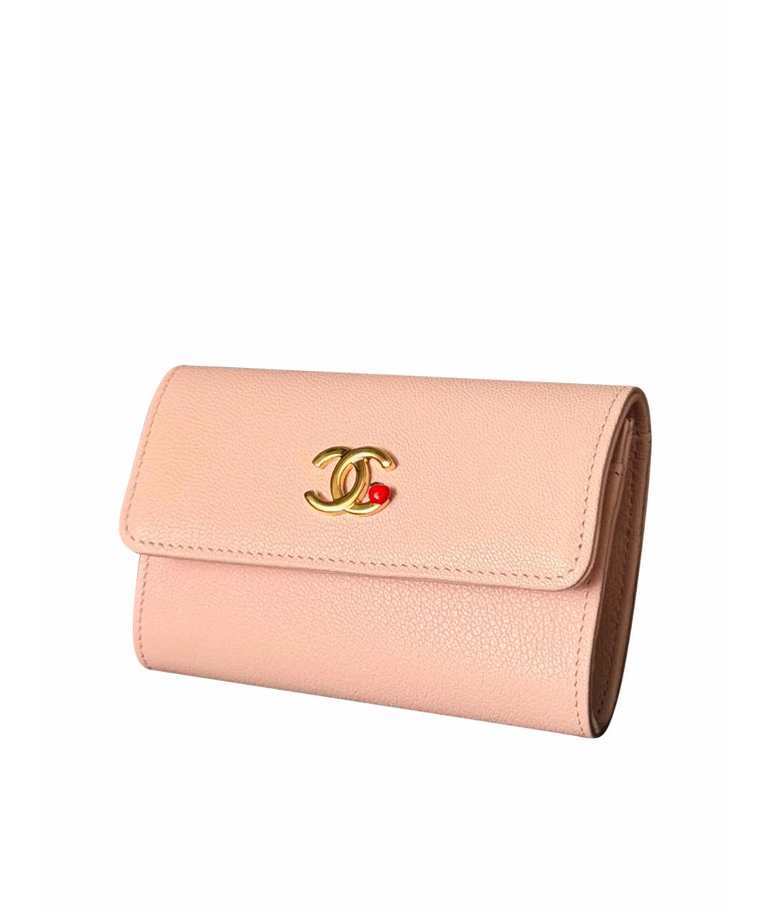 CHANEL Розовый кожаный кошелек, фото 1