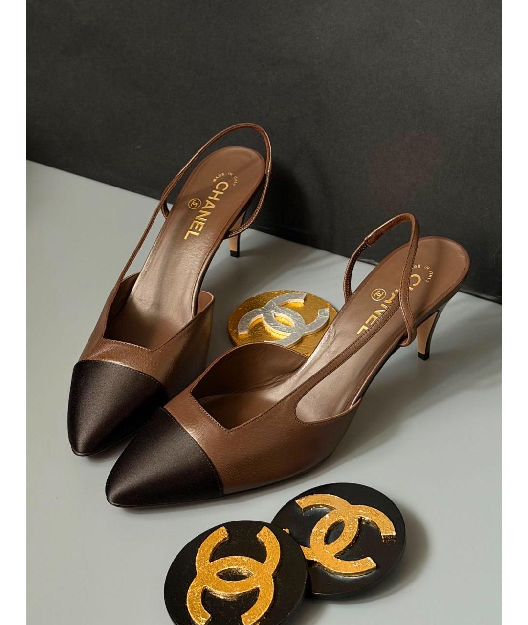 CHANEL Коричневые кожаные туфли, фото 3