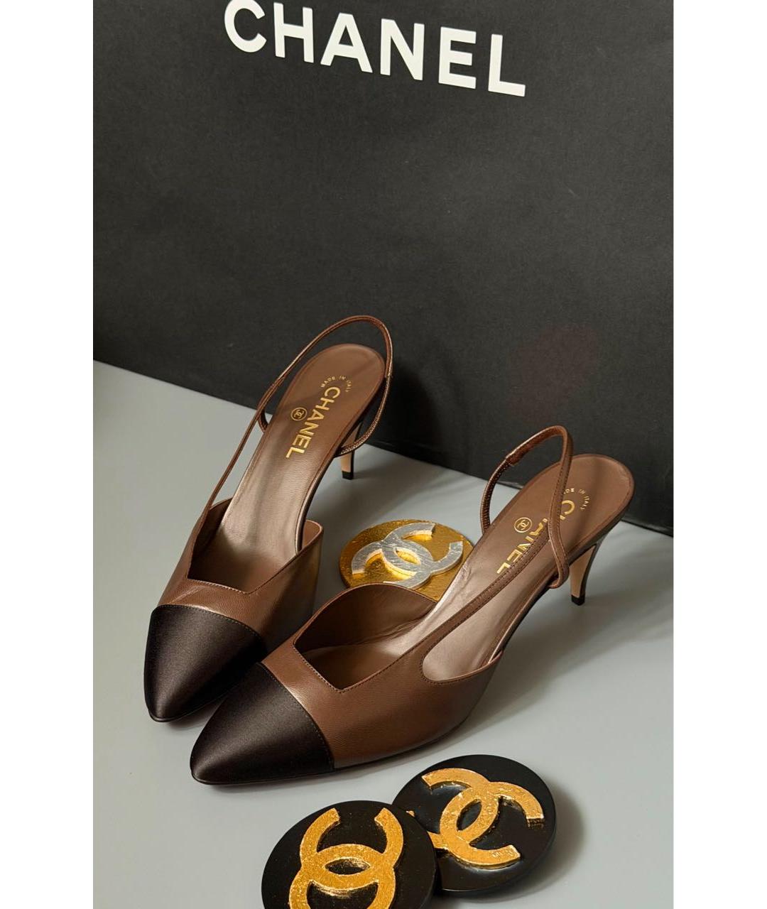 CHANEL Коричневые кожаные туфли, фото 2