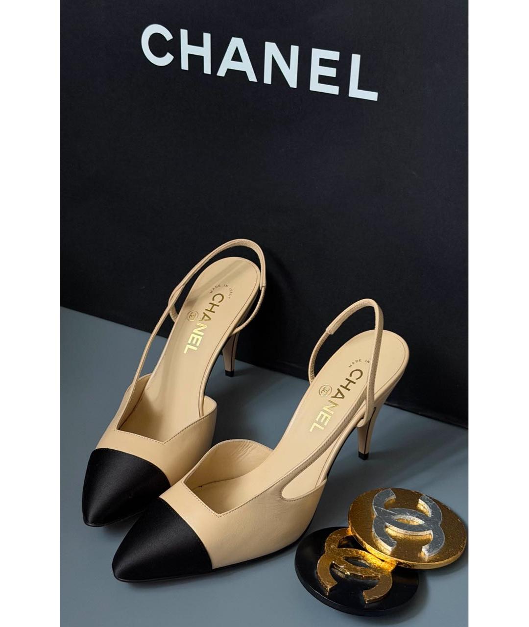 CHANEL Бежевые кожаные туфли, фото 2