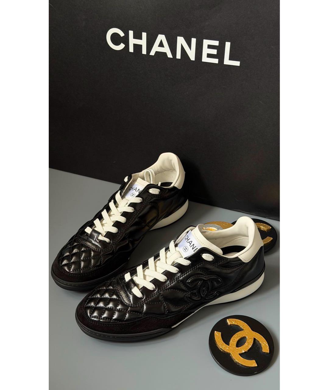 CHANEL Черные кожаные кроссовки, фото 2