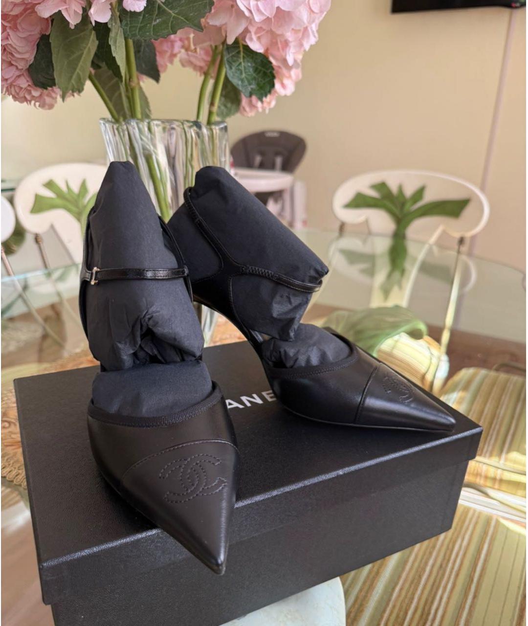 CHANEL Черные кожаные туфли, фото 4