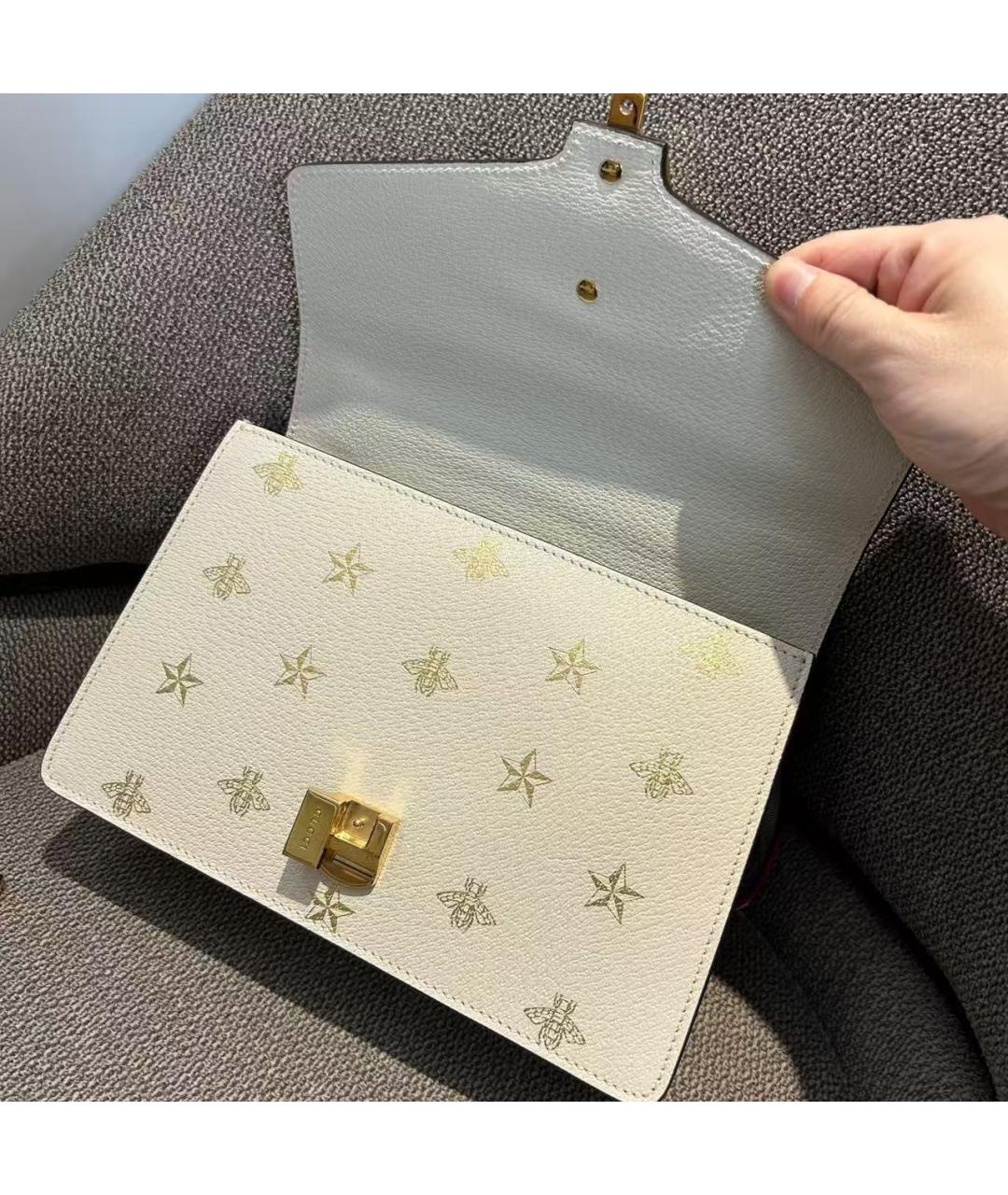 GUCCI Белая кожаная сумка с короткими ручками, фото 7