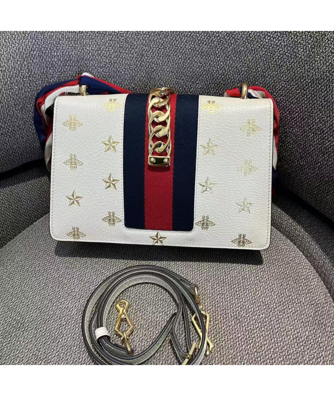 GUCCI Белая кожаная сумка с короткими ручками, фото 3