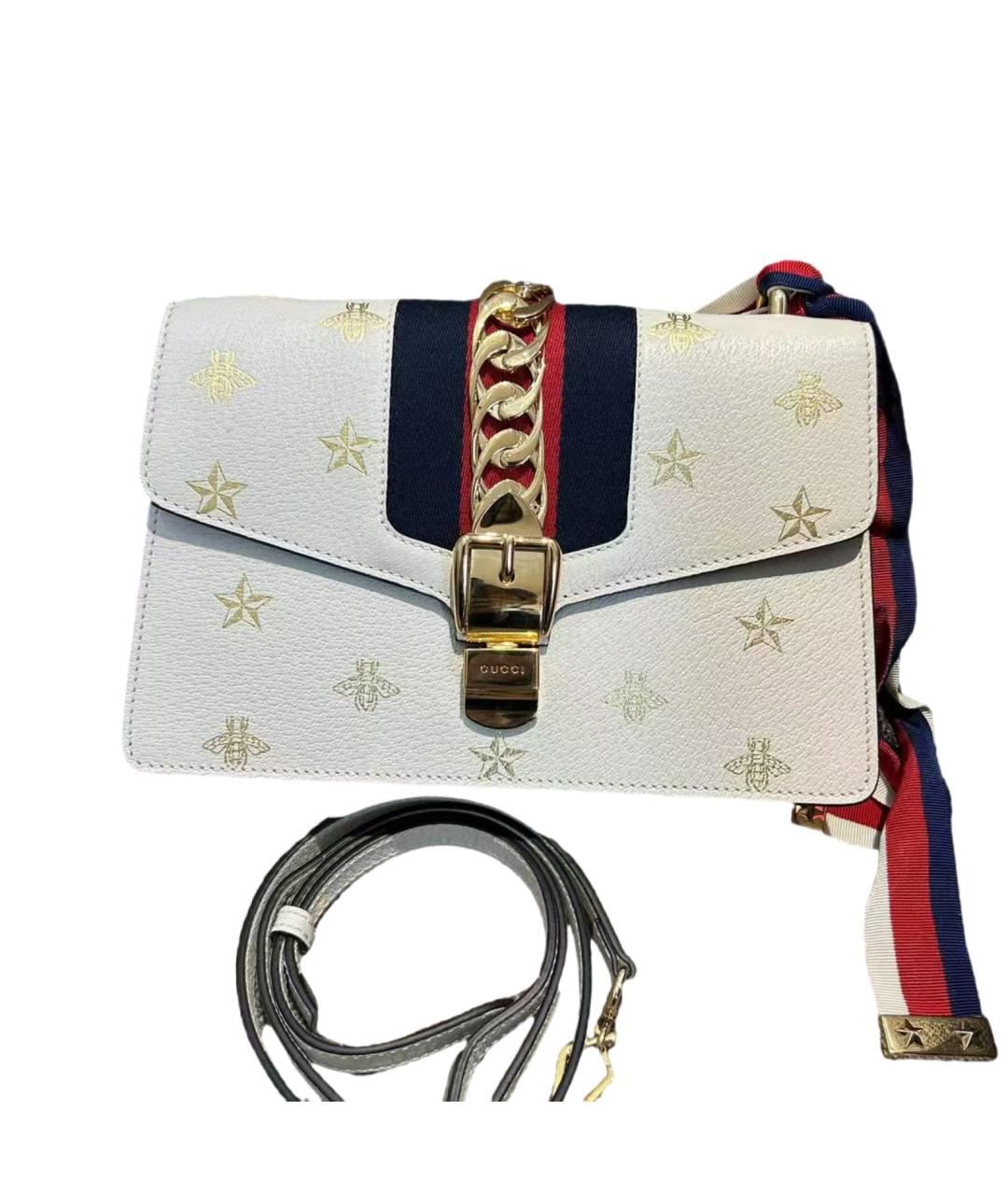 GUCCI Белая кожаная сумка с короткими ручками, фото 8
