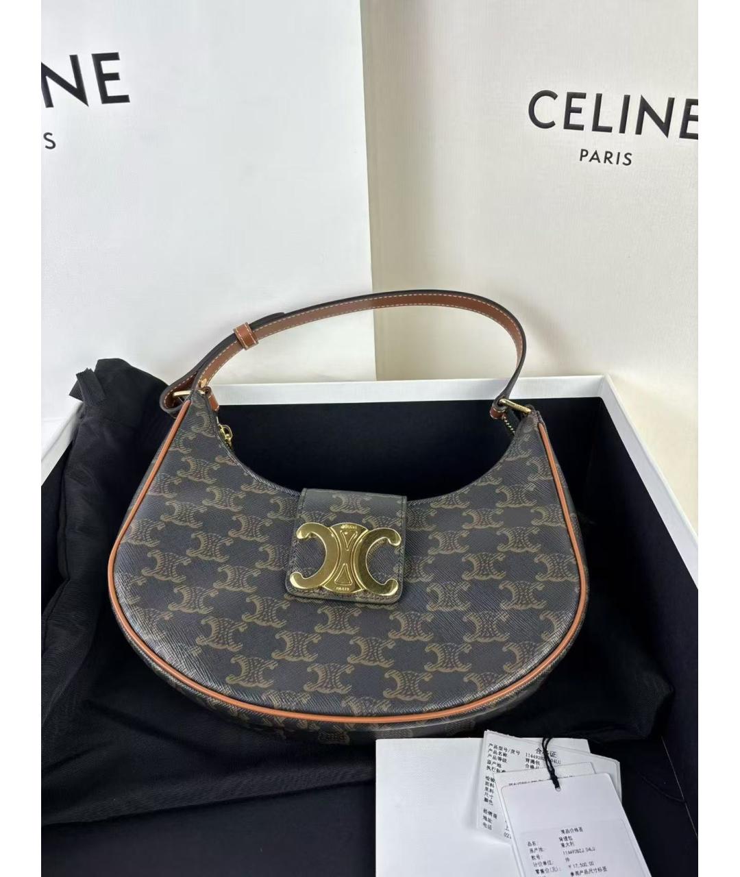 CELINE Коричневая сумка с короткими ручками, фото 2