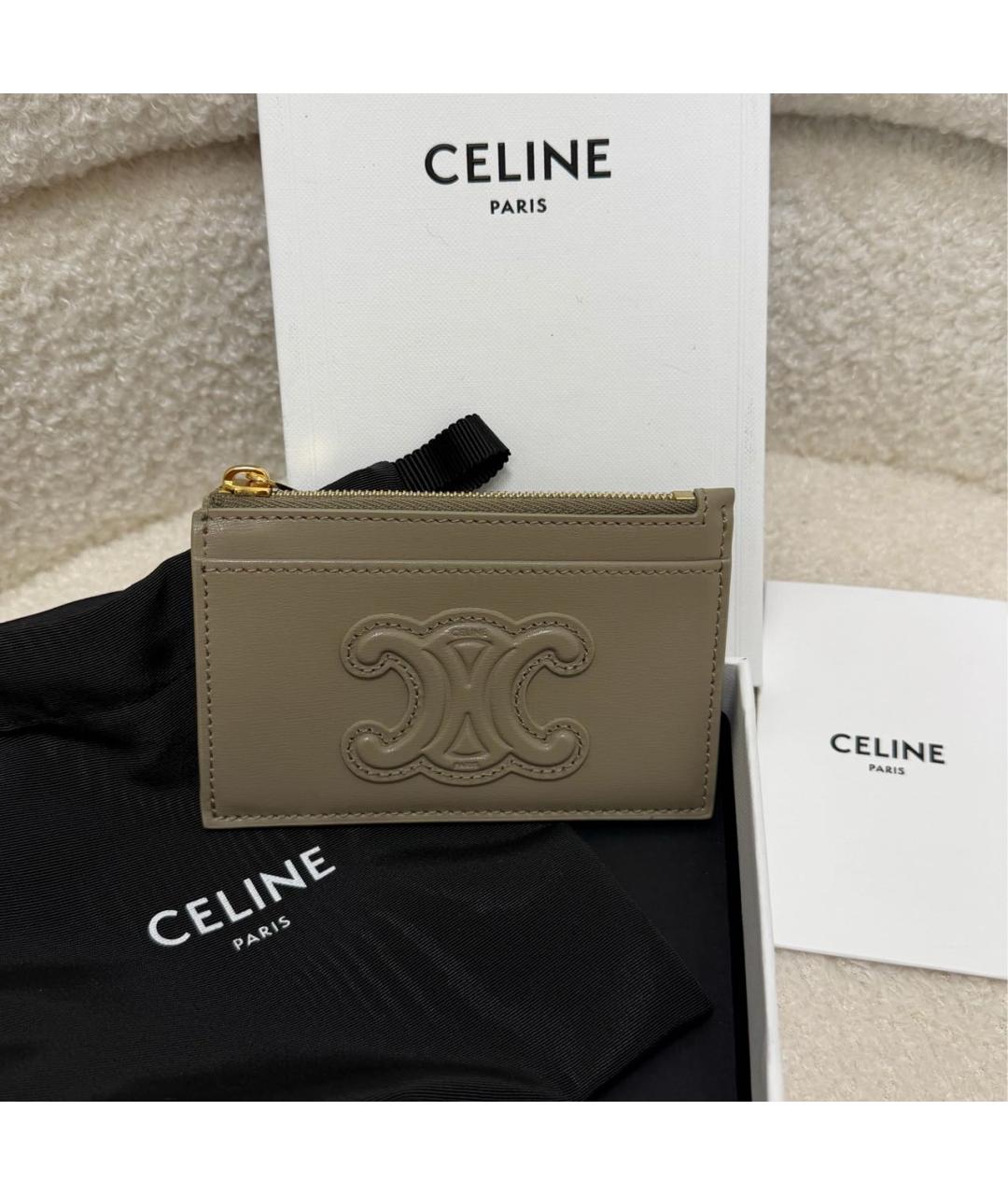 CELINE Бежевый кожаный кошелек, фото 2