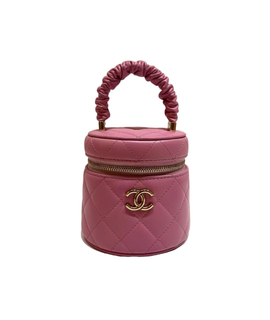 CHANEL Розовая кожаная сумка с короткими ручками, фото 6