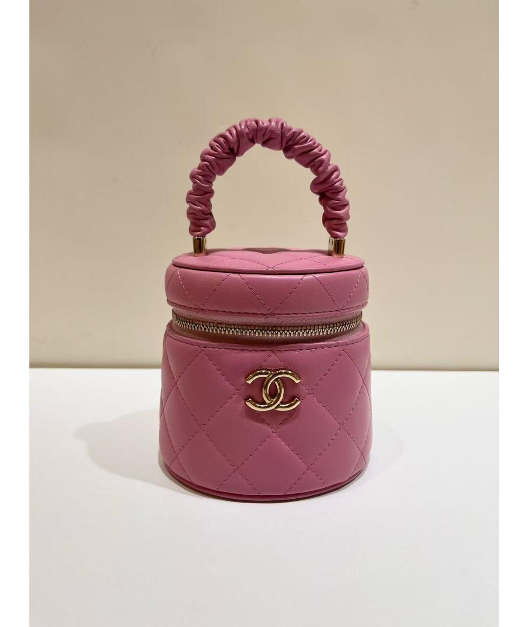CHANEL Розовая кожаная сумка с короткими ручками, фото 2