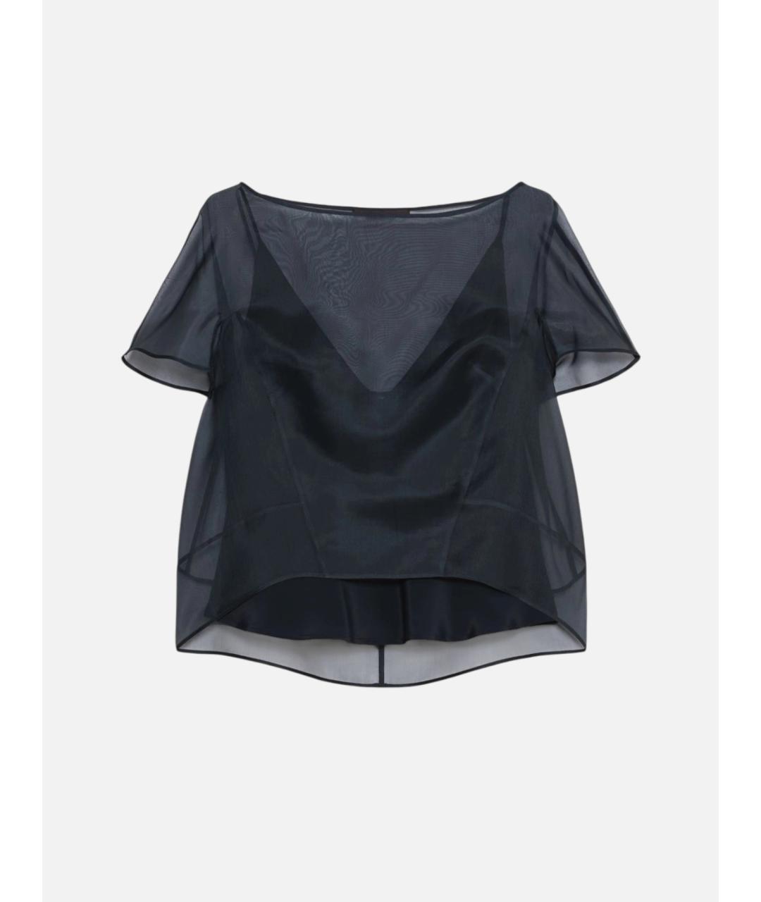 MAX MARA Темно-синяя шелковая блузы, фото 1