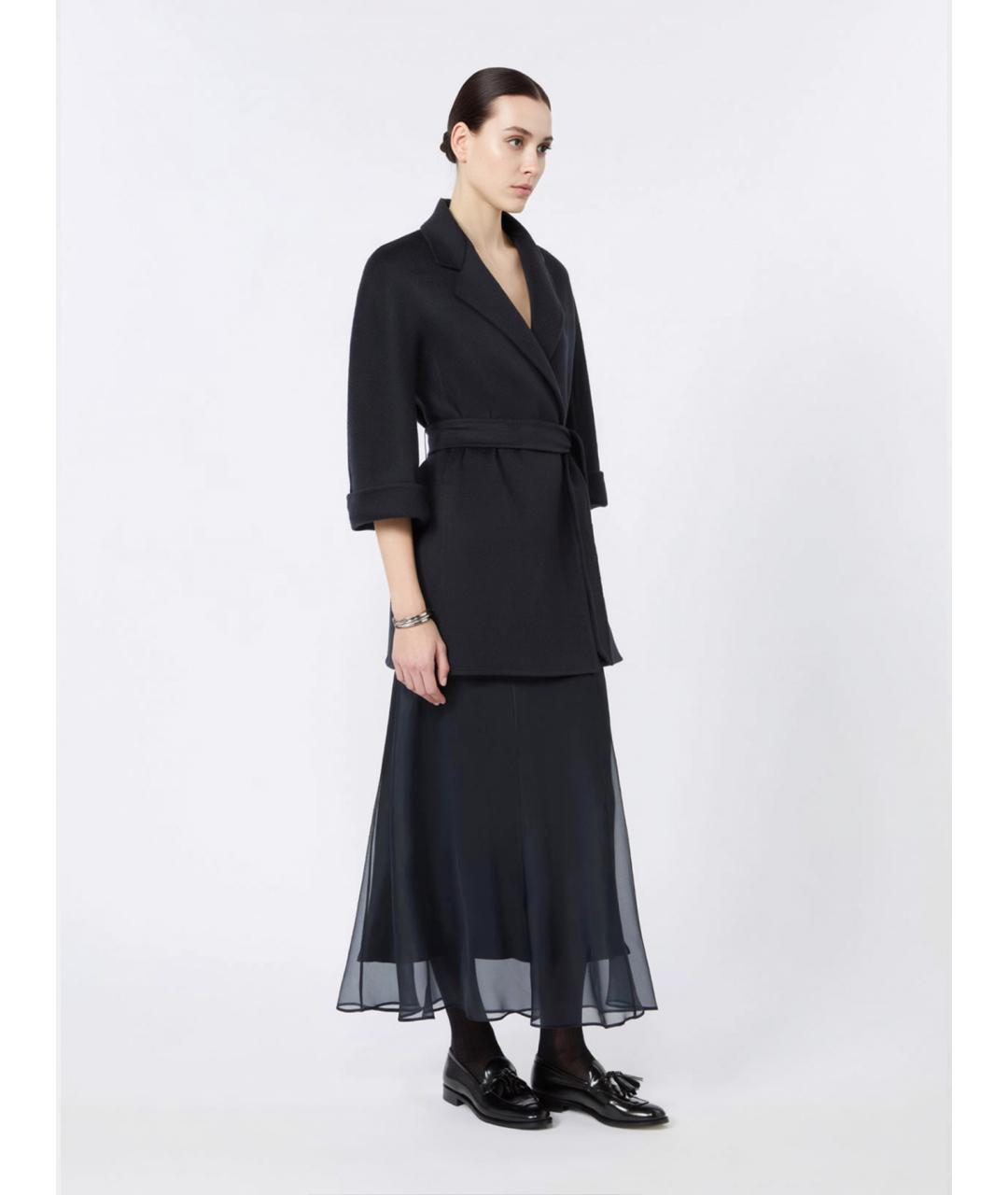 MAX MARA Темно-синяя шелковая блузы, фото 3